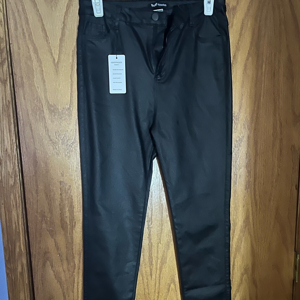 SHEIN-FAUX LEATHER BLACK PANTS